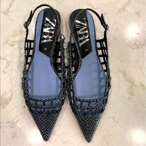 Zara animal print back sling flats, sz 7.5, new